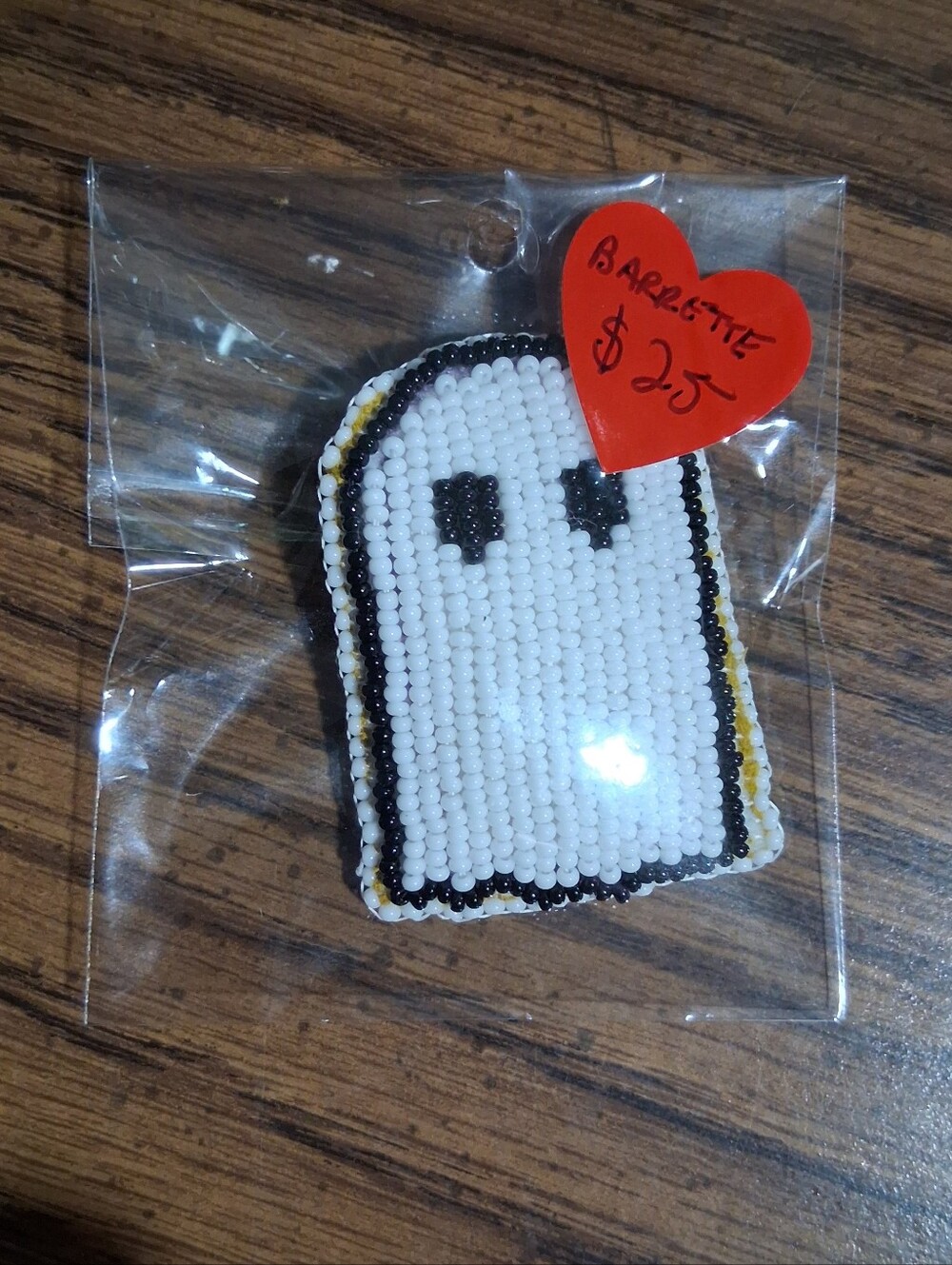 HANDMADE Ghost Halloween Beadwork Barrette